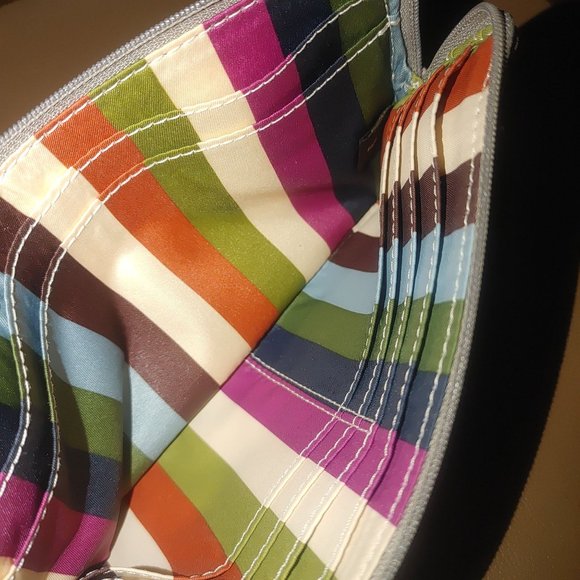 Coach Beige Leather Wristlet Wallet Multicolor Lining Zipper Closure - Picture 7 of 7